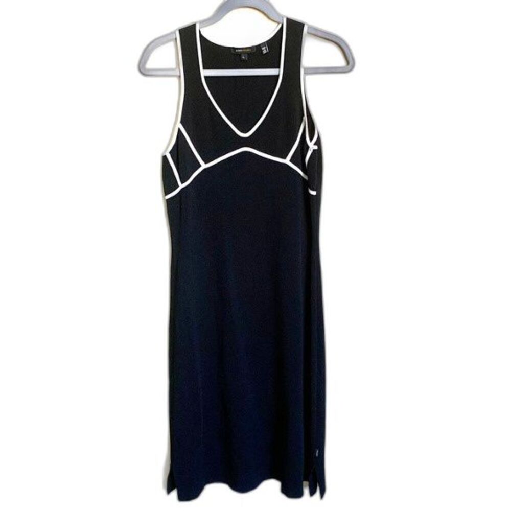 BCBG Maxazria black dress women A-line sleeveless V- neckline size L baddie boho